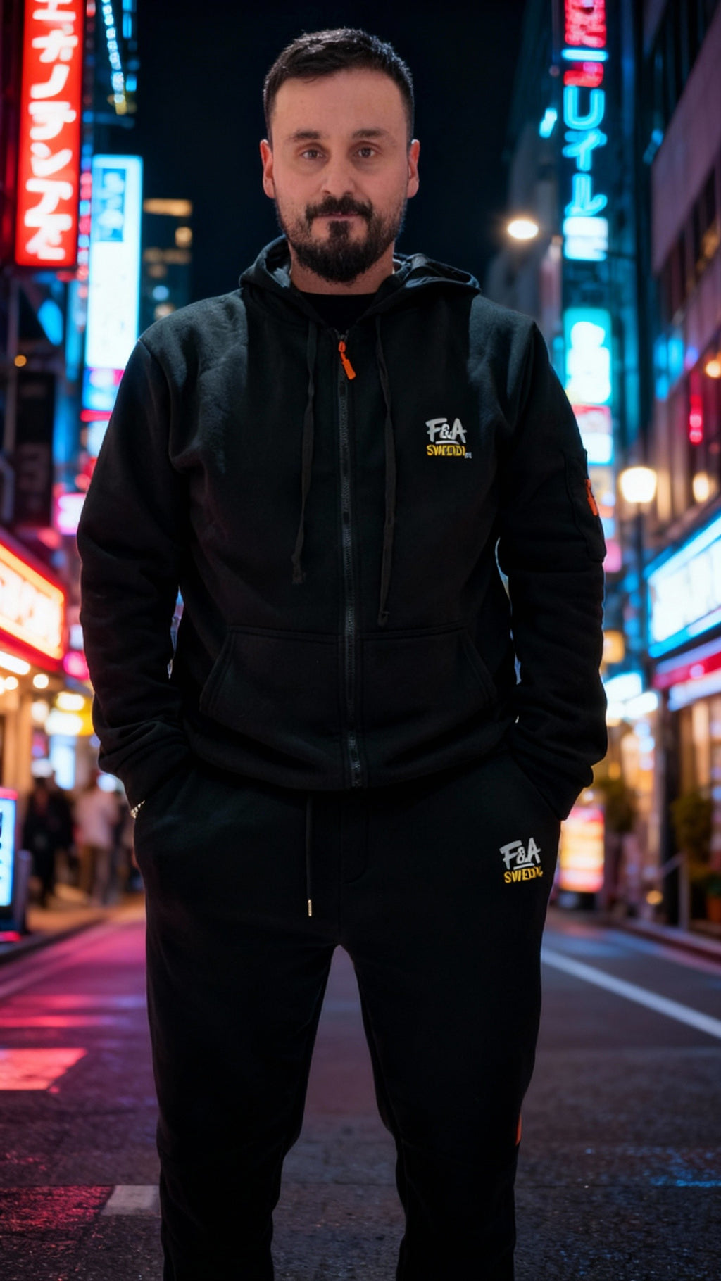 Huvtröja och joggingbyxor