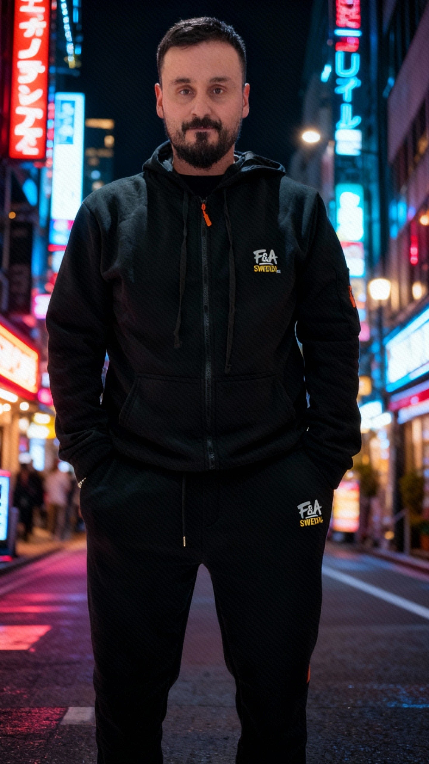 Huvtröja och joggingbyxor